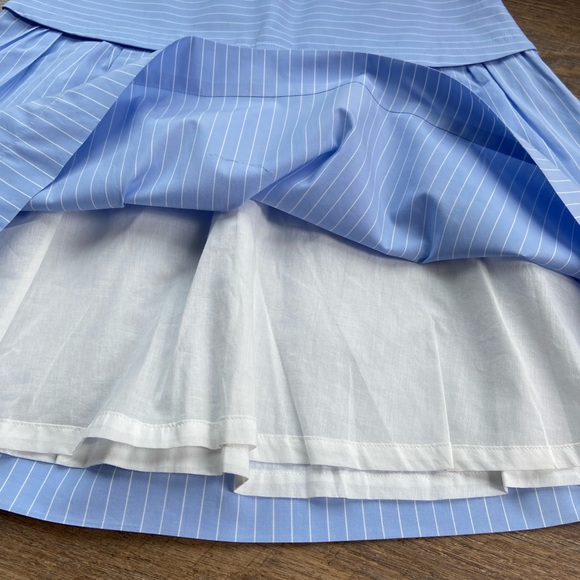 Madewell Cotton Pinstripe Skirt Light Blue 8 - Picture 7 of 9